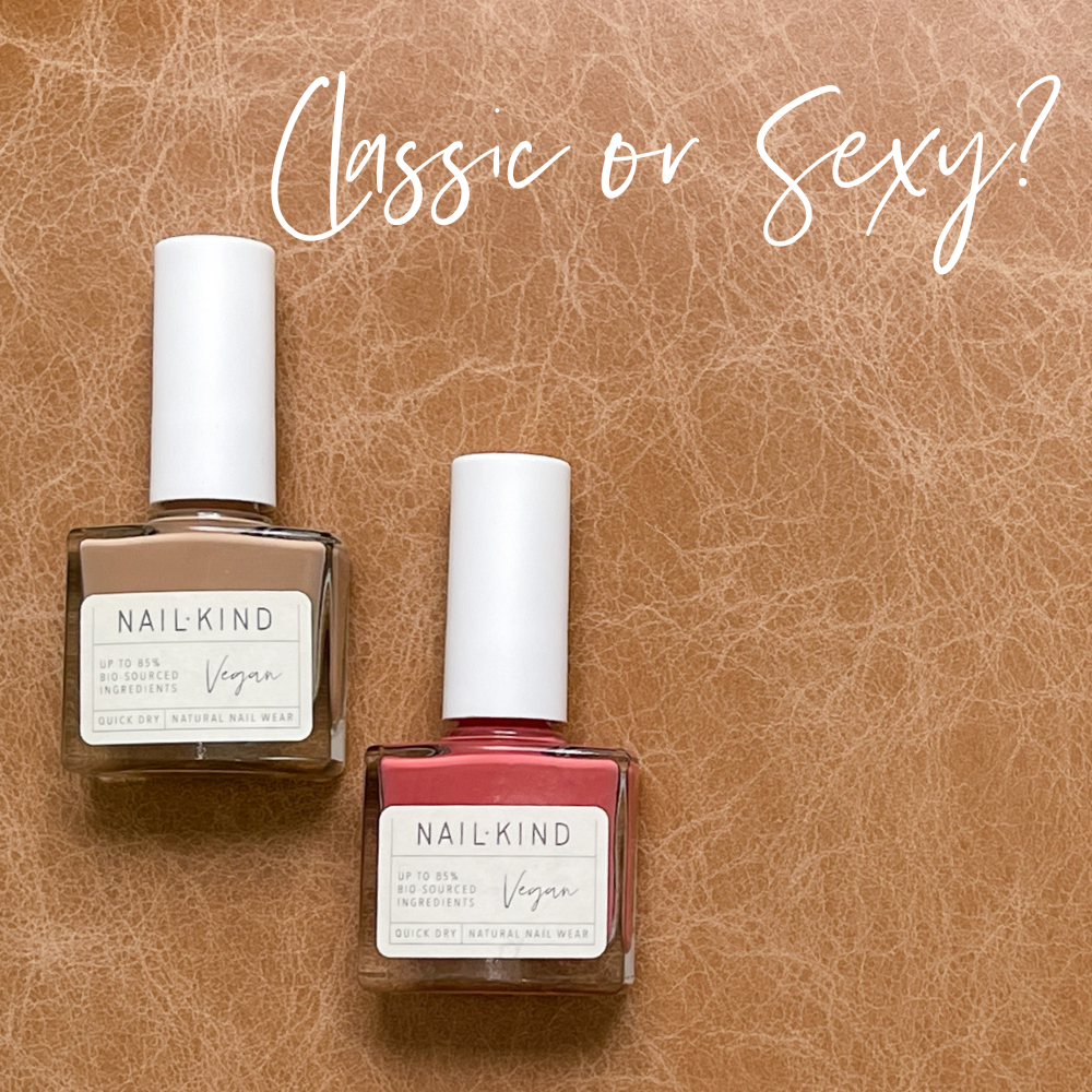 Caramel nail varnish and soft pink nail varnish in a collection called Classic or Sexy
