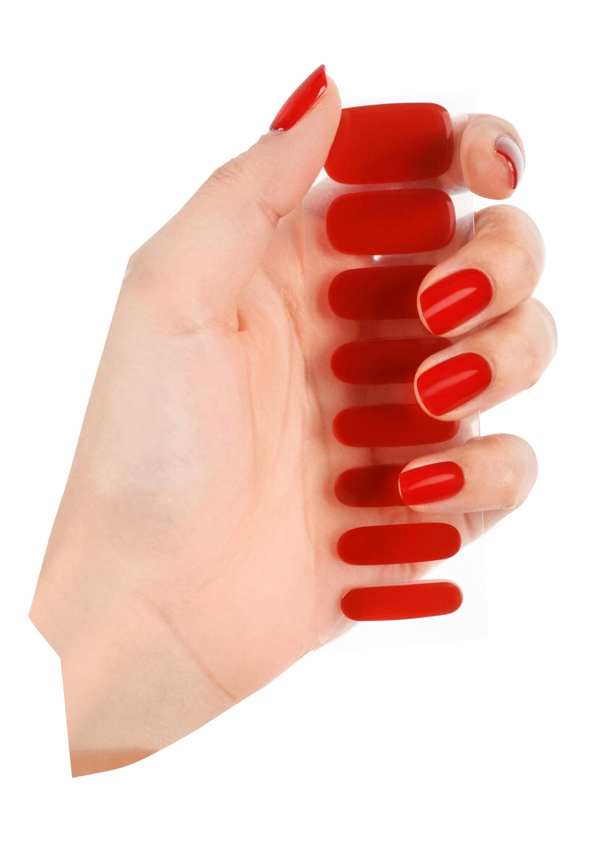 NailKind The Gel Wraps Bad Habbit red on hand