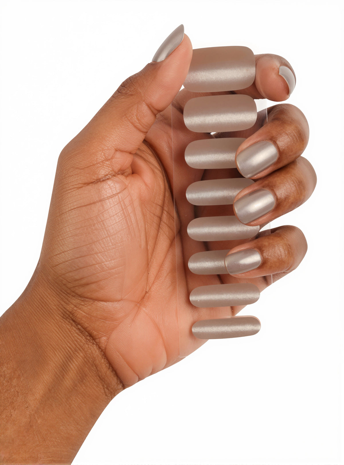 NailKind The Gel Wraps Cat Eye Club shimmer gel nail wraps on hand