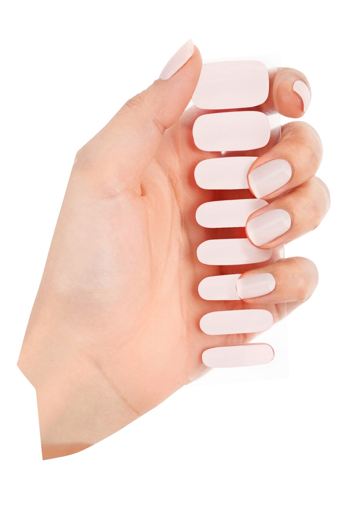 NailKind The Gel Wraps First Blush pink on hand